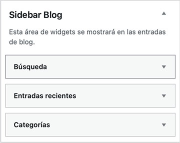 Nombre y Descripción del Área de Widgets